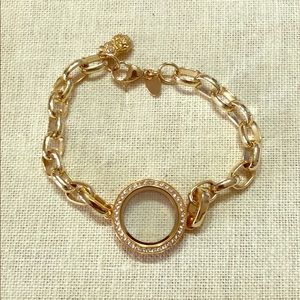 Origami Owl gold locket bracelet